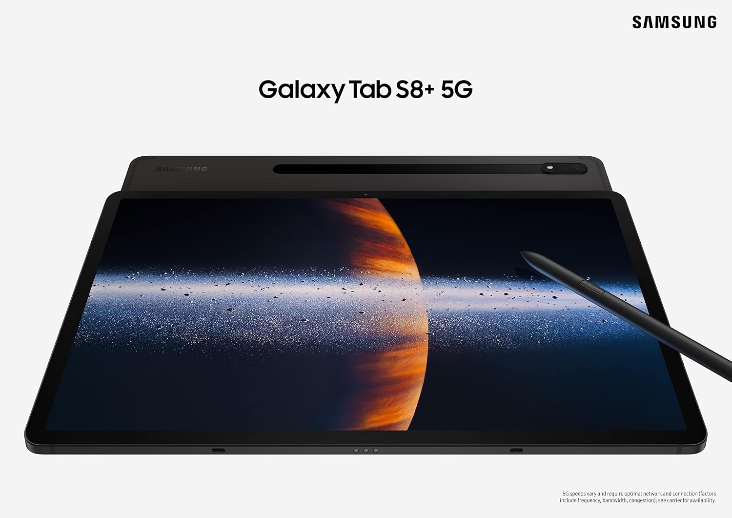 Samsung Galaxy Tab S8+ 5G LTE T-Mobile Android Tablet, 12.4' Large AMOLED Screen, 128GB Storage, Wi-Fi 6E, Ultra Wide Camera, S Pen Included, Long Lasting Battery, Graphite -SM-X808UZAAXAU