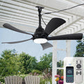 Bella Depot 42' Outdoor Ceiling Fan Black Waterproof Gazebo Fan with Light Smart App Remote Control Hanging Fan for Outside Patios Pergola Tent Plug-in Design (42'- Black)