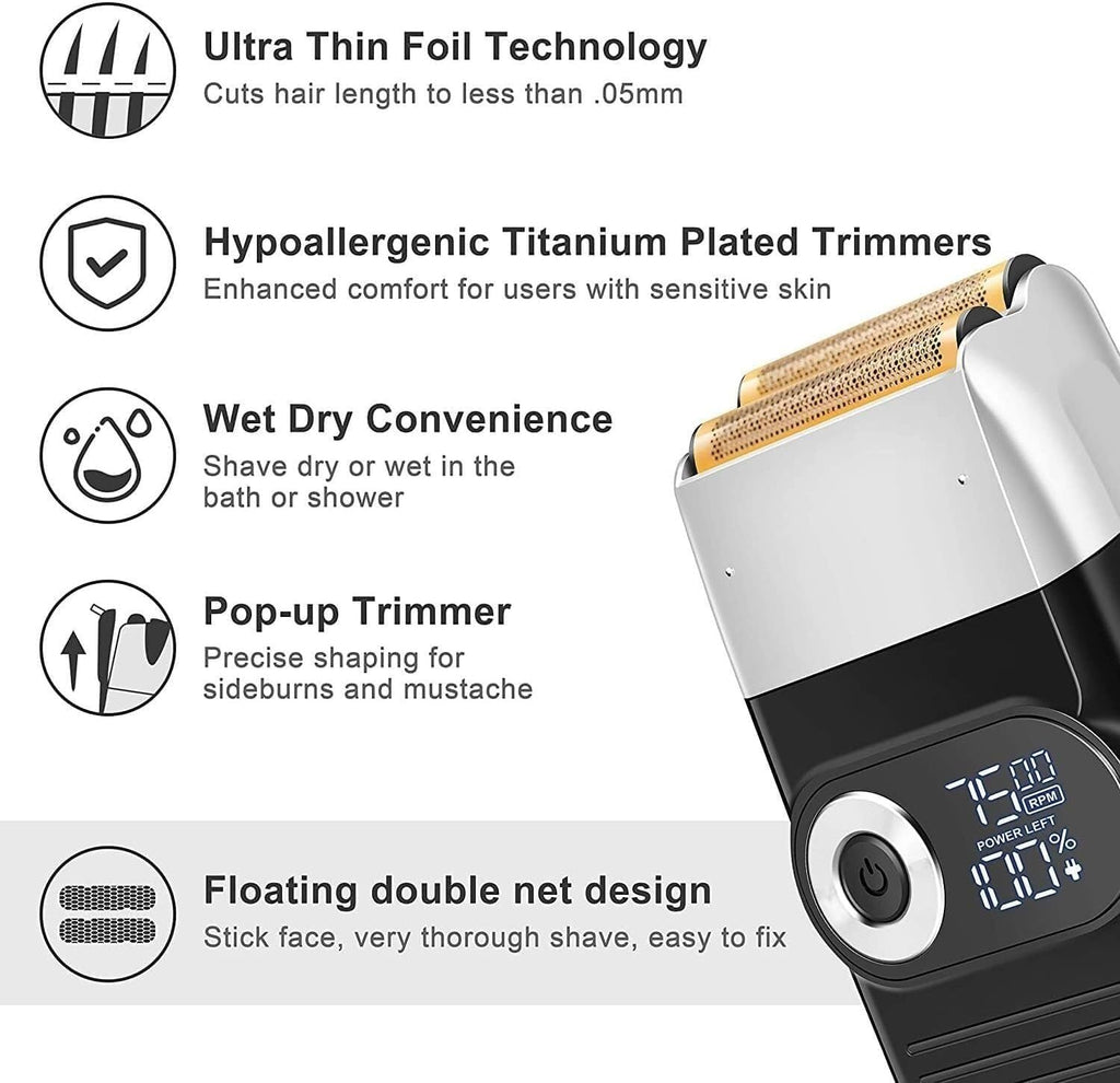 Electric Razor for Men, Rechargeable Hair Shaver for Men Electric Shaver Beard Electric Razor Bald Head Fades Shaving Machine Finishing Tools