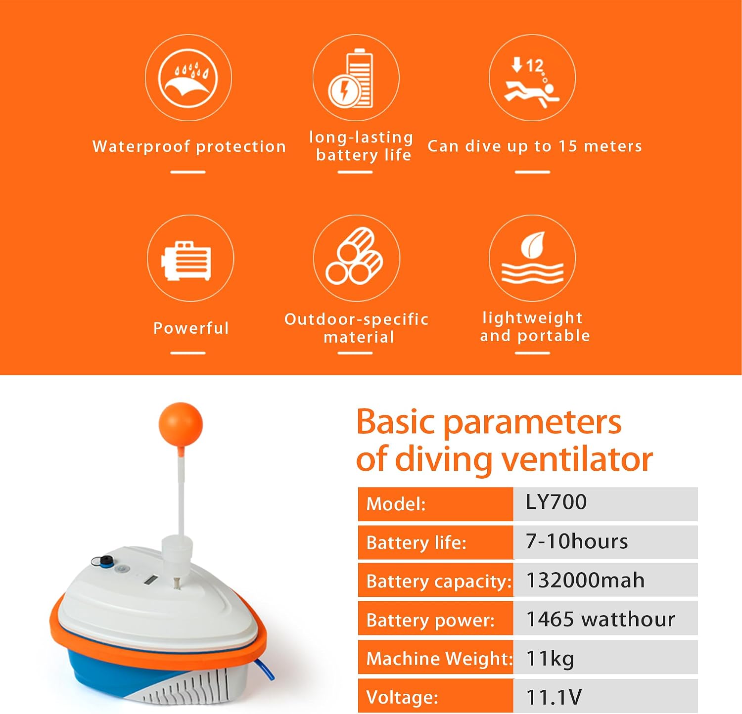 TUXING Diving Ventilator,Diving Without Tanks with Scuba BCD, Waterproof Portable Rechargeable Scuba Diving Tank,45 ft Hose & Scuba Breathing Regulator,Octopus Hookah with Mouthpiece