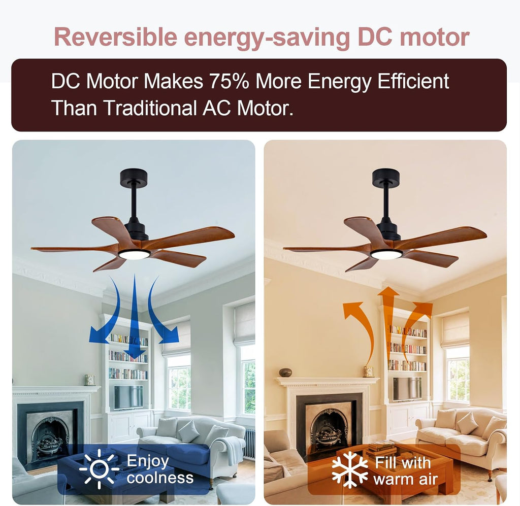 ZVL 42 Inch Ceiling Fans with Lights and Remote,5 Blade Ceiling Fan with Light,Modern Ceiling Fan,3CCT Dimmable,Timer,Quiet DC Motor,6 Speed,Wood Ceiling Fan for Offices Farmhouse Gazebo Patio