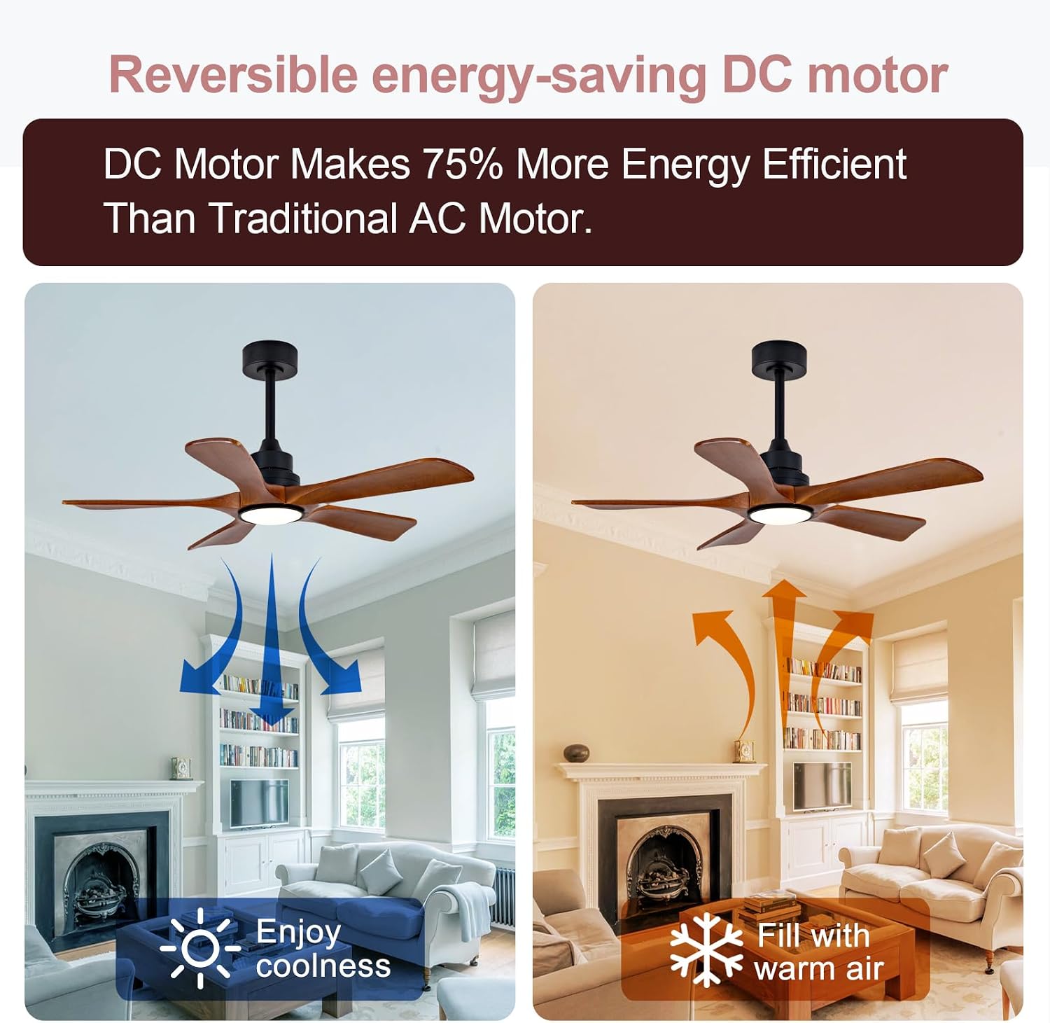 ZVL 42 Inch Ceiling Fans with Lights and Remote,5 Blade Ceiling Fan with Light,Modern Ceiling Fan,3CCT Dimmable,Timer,Quiet DC Motor,6 Speed,Wood Ceiling Fan for Offices Farmhouse Gazebo Patio