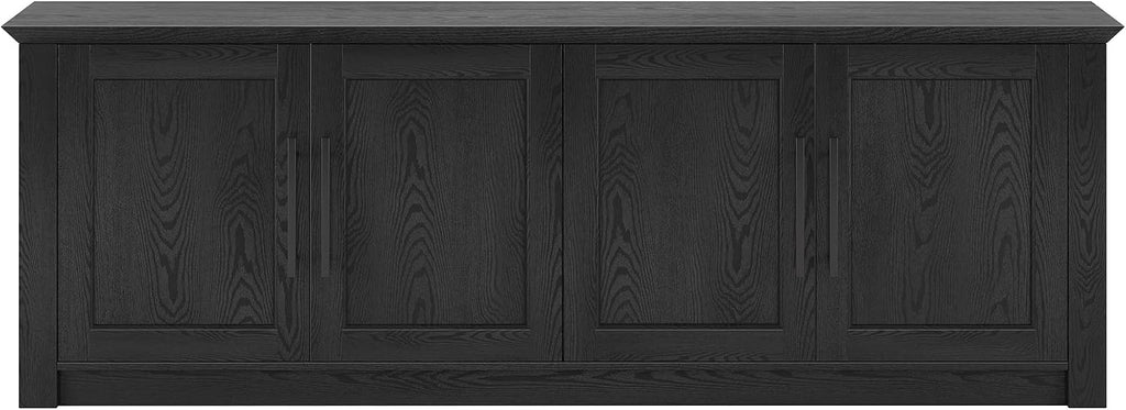 Henn&Hart TV Stand for TVs up to 78' with 2 Conceal Storage Cabinets and Adjustable Shelves for Living Room, Family Room, or Office, Natural Black