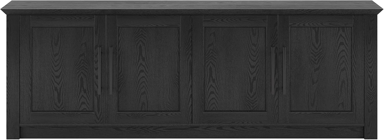 Henn&Hart TV Stand for TVs up to 78' with 2 Conceal Storage Cabinets and Adjustable Shelves for Living Room, Family Room, or Office, Natural Black
