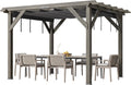 10x12 Ft Outdoor Spruce Wooden Gazebo Pergola with Canopy and Installation Kit, Premium Support Structure, Wind and Snow Resistant, Modern Outdoor Extendable Gazebo for Porches, Vines and Decks