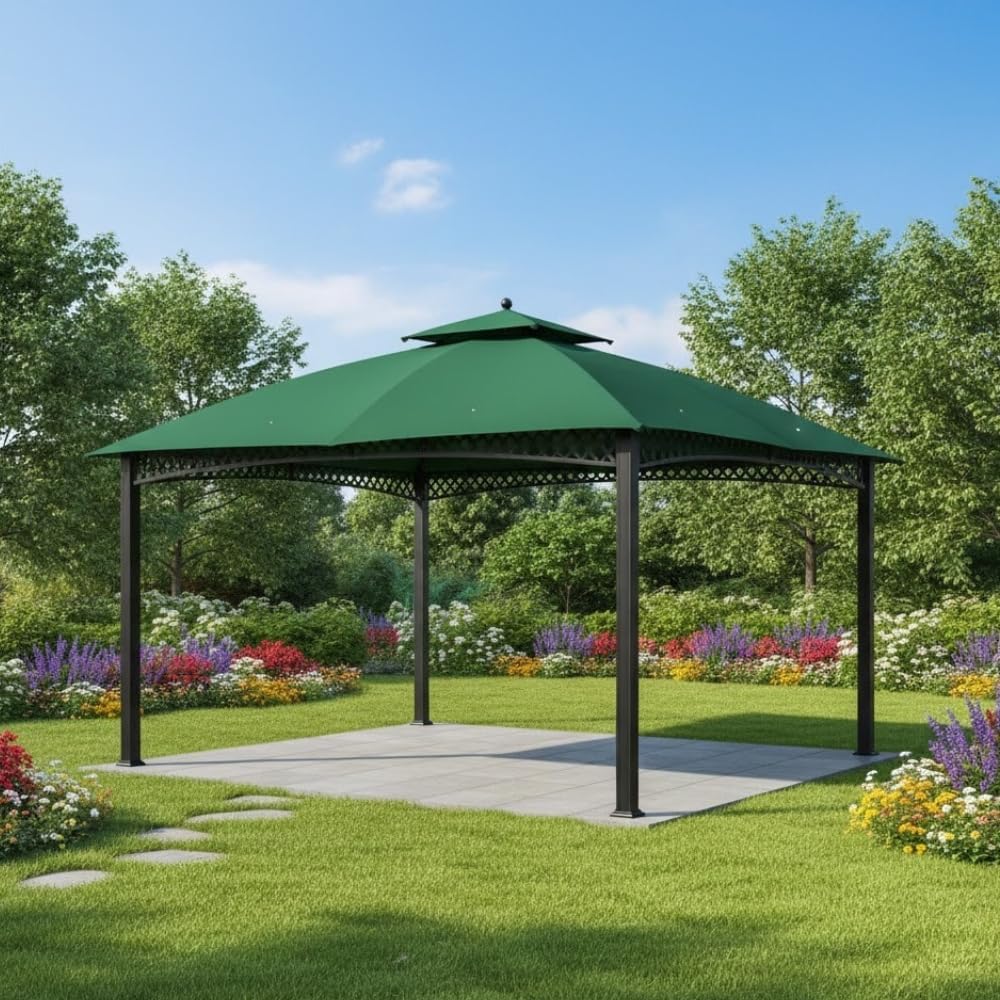 Garden Winds Reinforced RipLock 350 Replacement Canopy Top Cover Compatible with Windsor Dome 10' x 12' Gazebo Models L-GZ717PST-C, A111001701 - Green