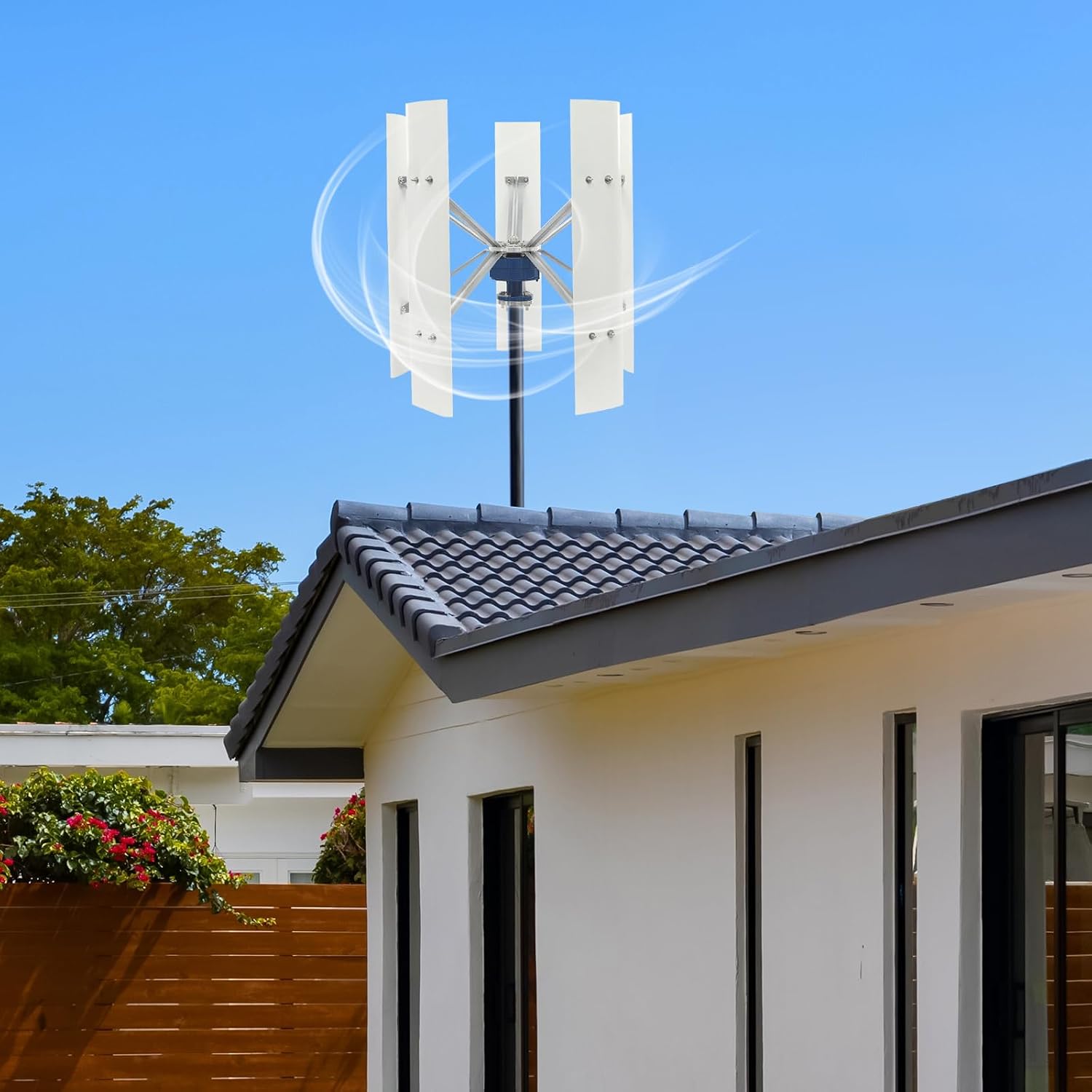 100W Vertical Axis Wind Turbine Generator, Permanent Magnet Generator with Intelligent Controller, Low Noise Helical Design Windmill for Home, Boats, Street Lighting (12V,100W,Style 2)