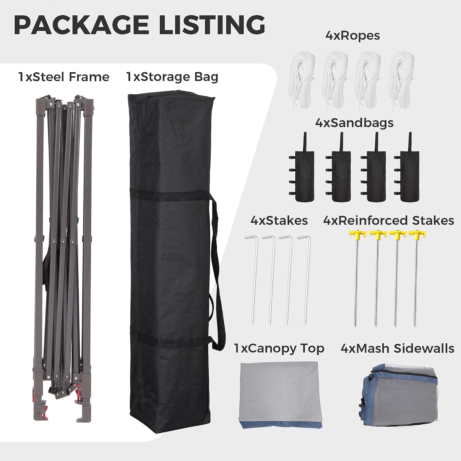 GDY 11x11FT Patio Gazebo with Mosquito Netting, Double Top with 4-Sangbags, Garden, Yard, Grassland, Grey and Navy Blue.