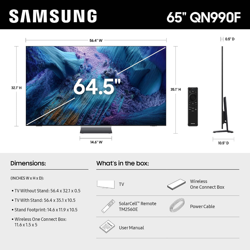 Samsung 65-Inch Class Neo QLED QN990F 8K Mini LED Smart TV (2025 Model) NQ8 AI Gen3 Processor, Upscaling Pro, Wireless One Connect, Glare Free, Samsung Vision AI, Alexa Built-in