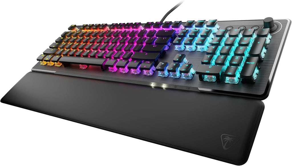 Turtle Beach Vulcan II – Full-Size PC Gaming Keyboard, Titan II Mechanical Switches, Customizable RGB Illuminated Keys, Detachable Palm Rest, Media Controls, Aluminum Top Plate, Numpad – Black