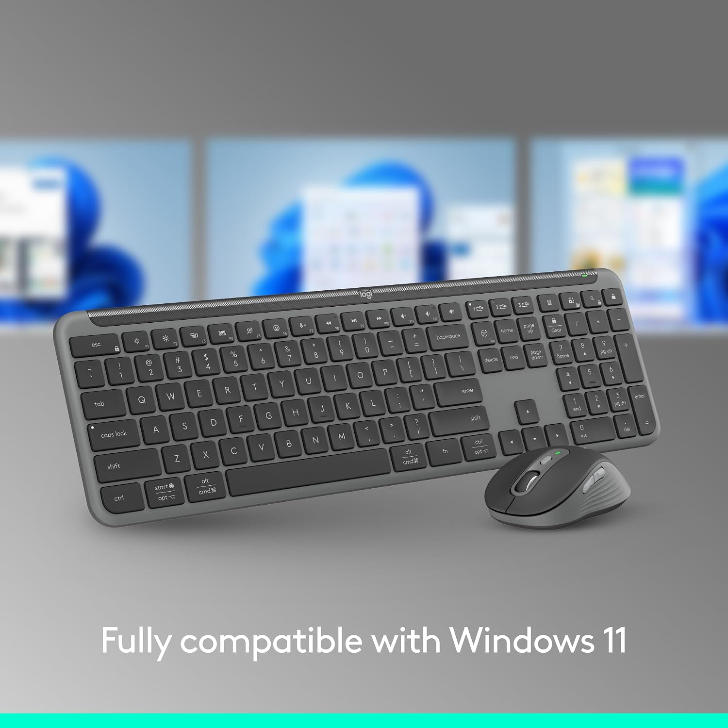 Logitech Signature Slim MK955 for Business Wireless Keyboard and Mouse Combo, Quiet Typing, Secure Receiver, Bluetooth, Globally Certified, Windows/Mac/Chrome/Linux - Graphite