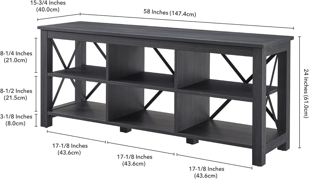 Henn&Hart Rectangular TV Stand for TV's up to 65' in Charcoal Gray, TV Stands for the Living Room