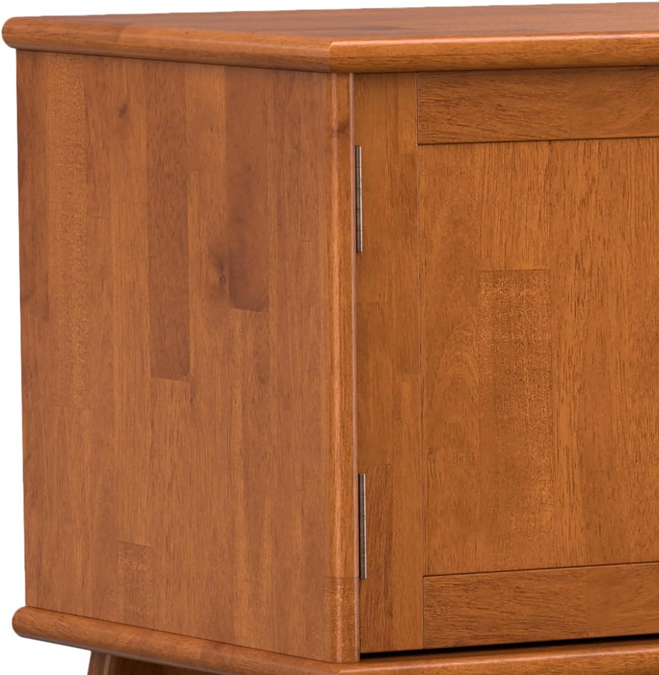 SIMPLIHOME Draper TV Stand - 72 inch Wide Solid Wood Media Console in Teak Brown, Mid Century Modern Entertainment Center for Living Room for TVs up to 80 Inches with Cabinets and Cable Management