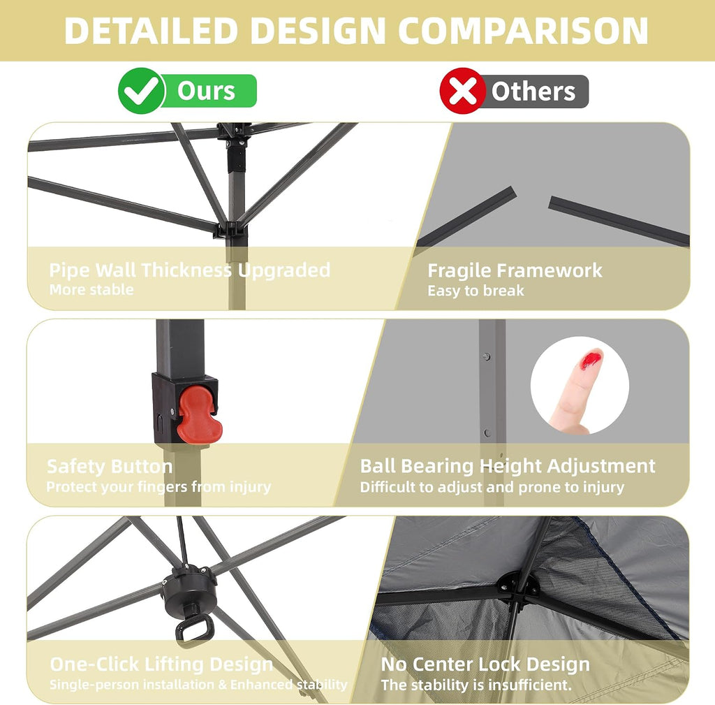 GDY 8x8 FT Pop Up Canopy Tent with One Push Setup,Setup Gazebo with 4 PVC Transparent Sidewalls,Easy Carry for Events, Parties, Camping, White