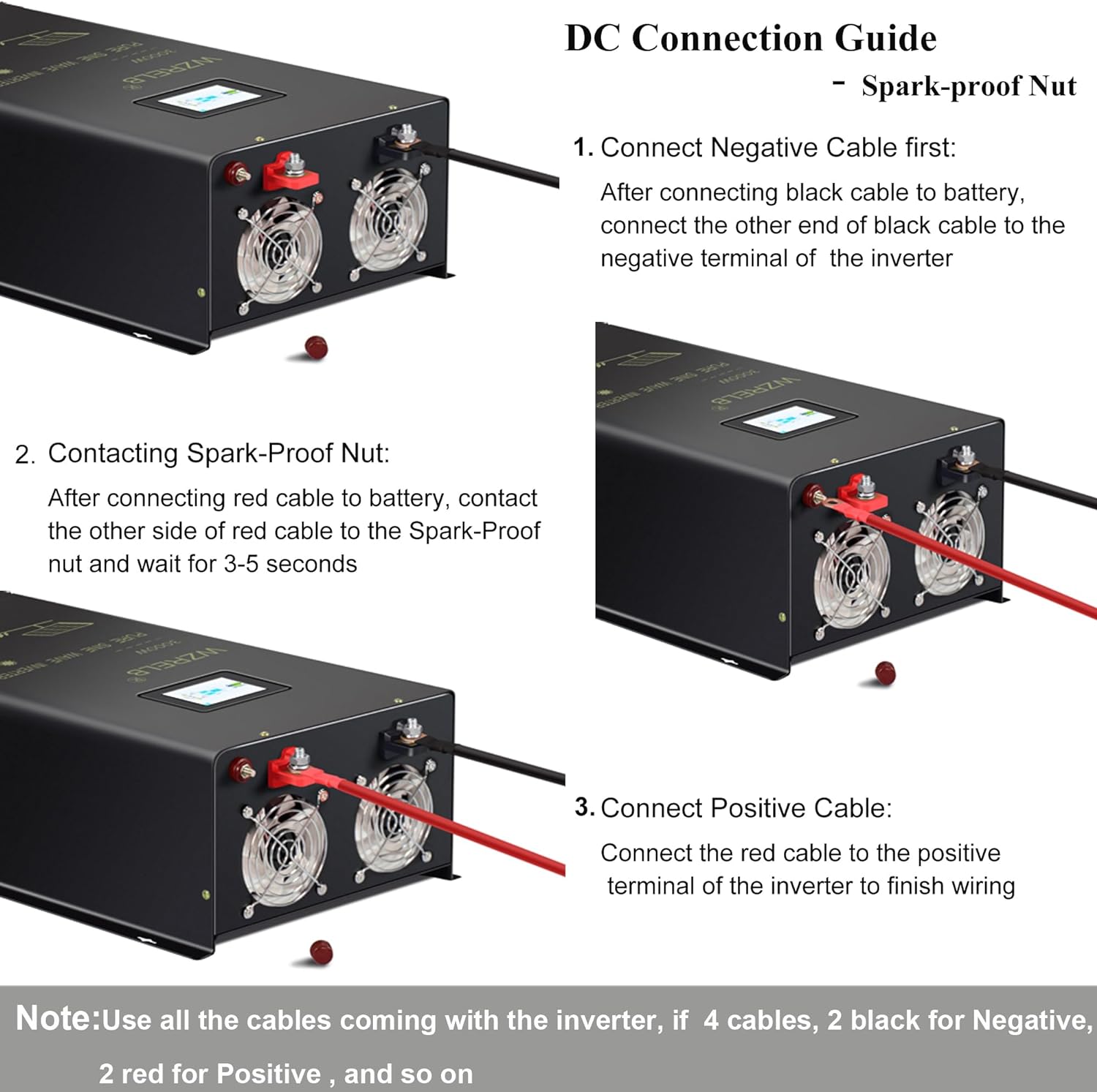 WZRELB 3000W 24V DC to 120V/240V AC Split Phase Pure Sine Wave Inverter