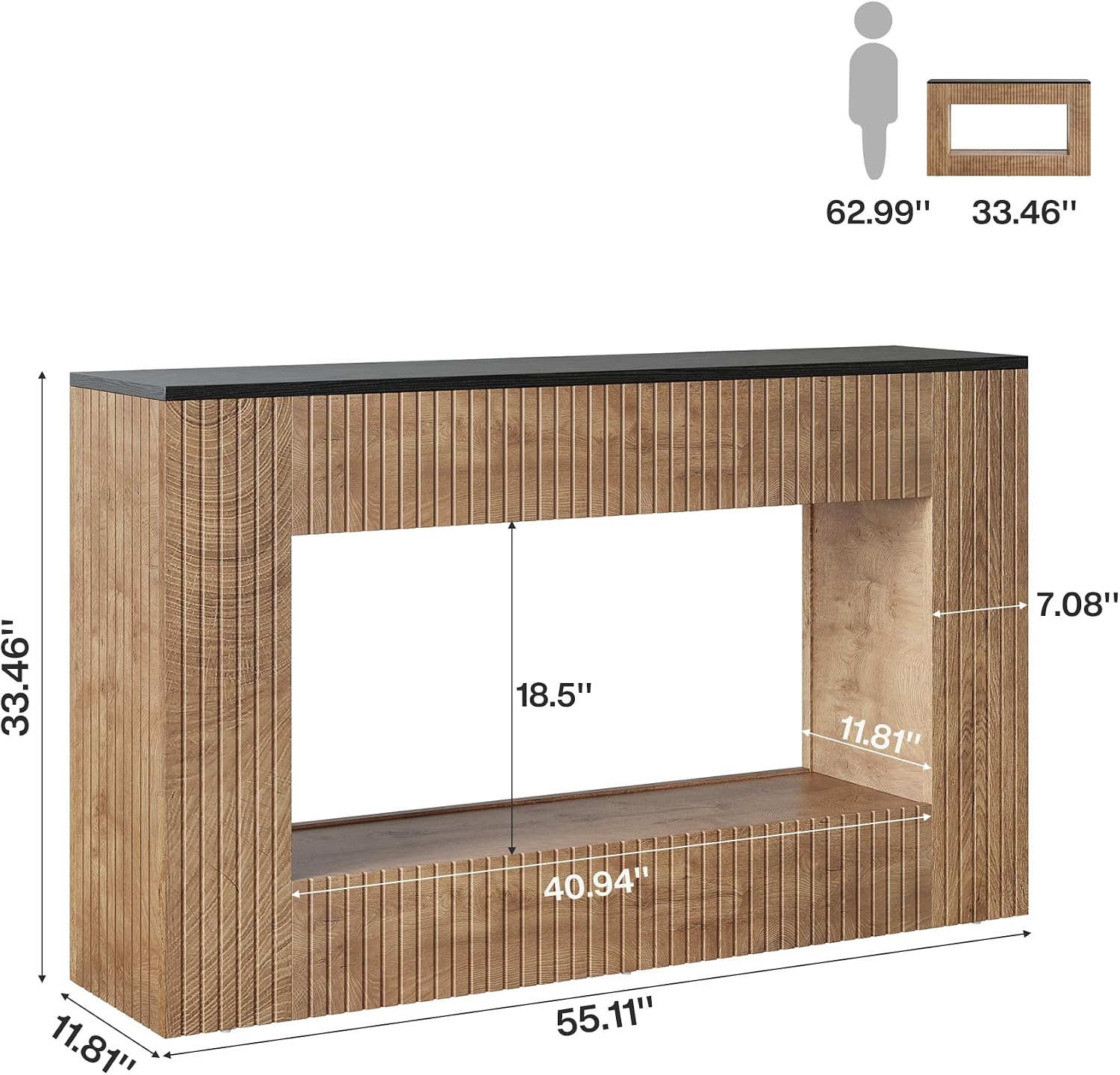 Tribesigns Modern Console Table, 55-Inch Wood Entryway Table with Storage, Narrow Long Sofa Table Behind Couch Table for Living Room, Foyer, Hallway, Brown
