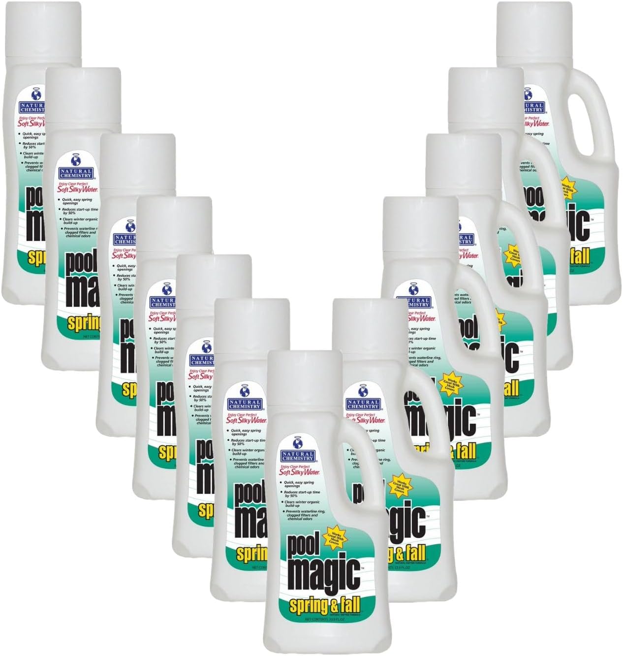 Natural Chemistry Pool Magic Spring & Fall, 1 L, Pack of 12, Clears Winter Organic Buildup, Quick Easy Spring Openings, Prevents Clogged Filters & Chemical Odors