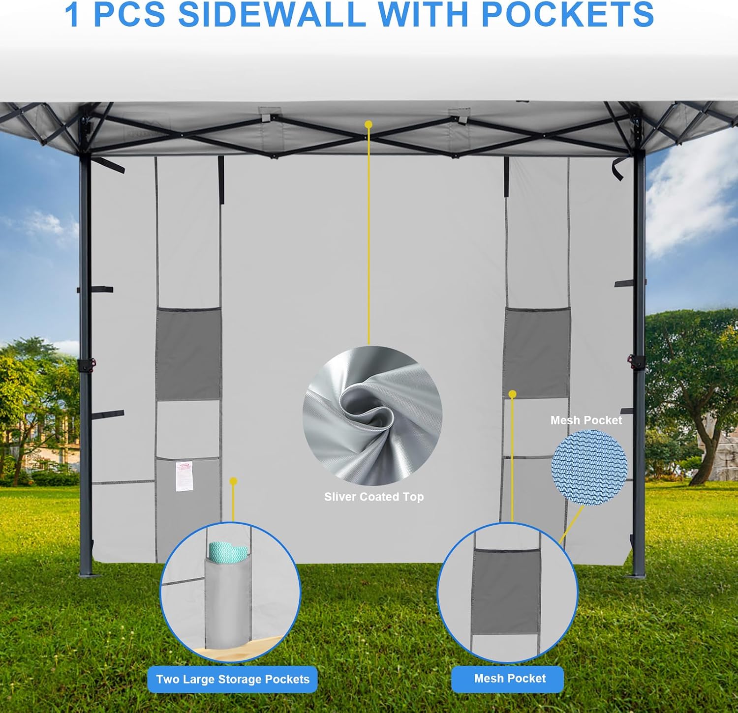 KAMPKEEPER 10x10 Easy Pop Up Canopy Tent with Sidewalls, Instant Outdoor Shade Shelter with Removable 10FT Sun Walls, Quick Setup Waterproof and UV-Resistant(White, 10x10FT with 1 sidewall)