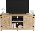 JUMMICO TV Stand, 65 Inch TV Farmhouse Entertainment Center with Double Barn Doors and Storage Cabinets, Console TV Table Media for Living Room, Bedroom (Pale Yellow)