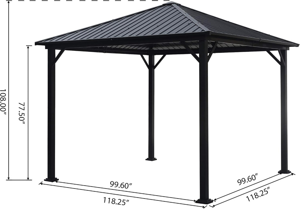 GDF Studio 10' x 10' Outdoor Modern Aluminum Hardtop Gazebo, Black