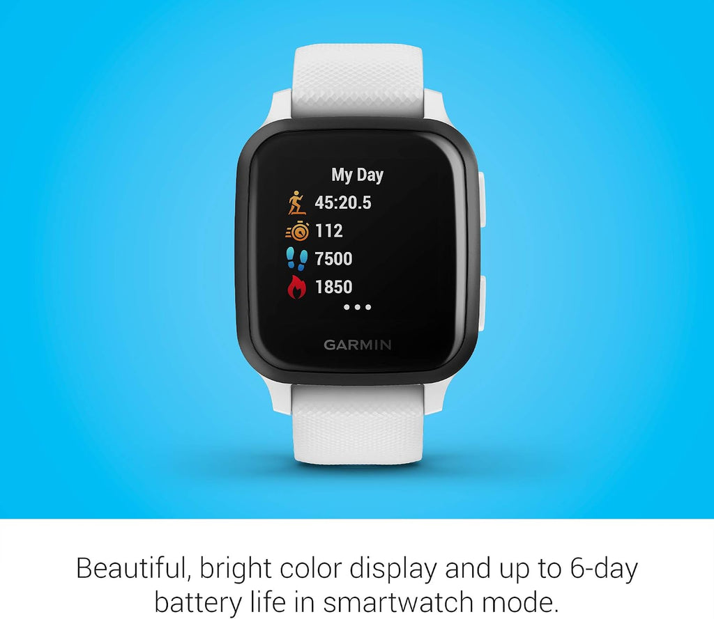Garmin Venu Sq Music, GPS Smartwatch with Bright Touchscreen Display, Features Music and Up To 6 Days of Battery Life, White and Slate (Renewed)