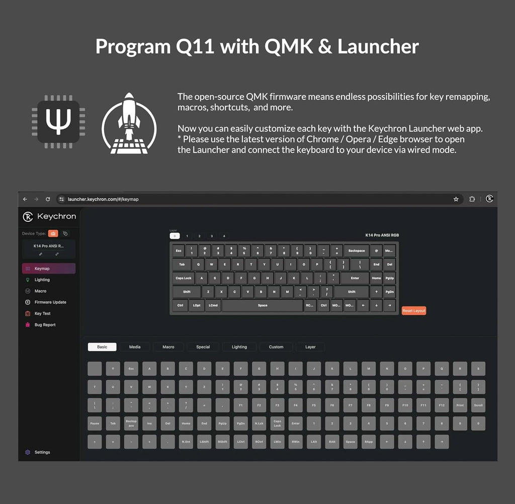 Keychron Q11 QMK/VIA TKL Split Keyboard Ergonomic, 91 Keys 75% Layout Wired Mechanical Gaming Keyboard Mac & Windows with Full Alu Frame, PBT Keycaps & Knobs, Hot-Swappable Keycrhon Super Red Switch
