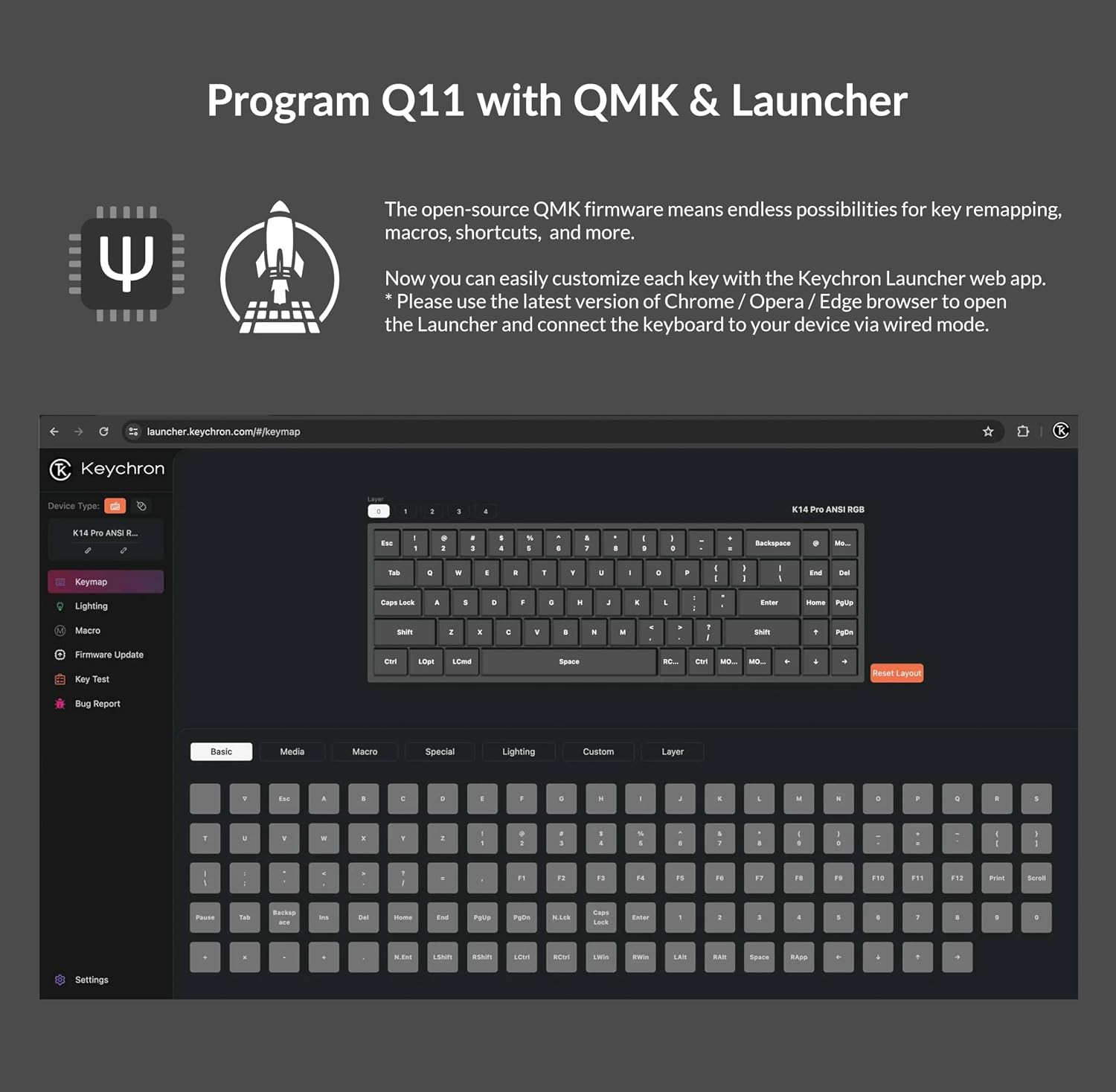 Keychron Q11 QMK/VIA TKL Split Keyboard Ergonomic, 91 Keys 75% Layout Wired Mechanical Gaming Keyboard Mac & Windows with Full Alu Frame, PBT Keycaps & Knobs, Hot-Swappable Keycrhon Super Red Switch