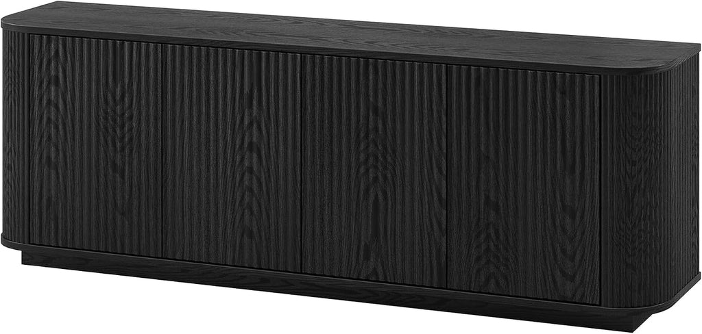 Henn&Hart Fluted TV Stand for TVs up to 75' with 2 Storage Cabinets with an Adjustable Shelf for Living Room, Family Room, or Office, Natural Black