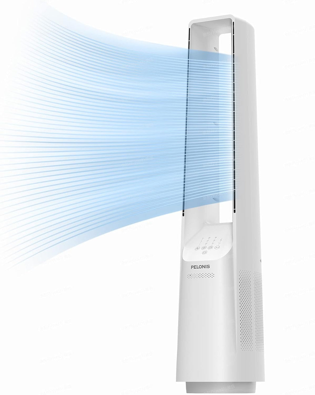 PELONIS Bladeless Tower Fan with 26-33ft Powerful Airflow, Alexa and Google Compatible, 6-Speed Settings, Quiet DC Motor, 120° Oscillation, 7-Hour Timer - Ideal for for Bedroom Home Office Use,White