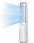 PELONIS Bladeless Tower Fan with 26-33ft Powerful Airflow, Alexa and Google Compatible, 6-Speed Settings, Quiet DC Motor, 120° Oscillation, 7-Hour Timer - Ideal for for Bedroom Home Office Use,White