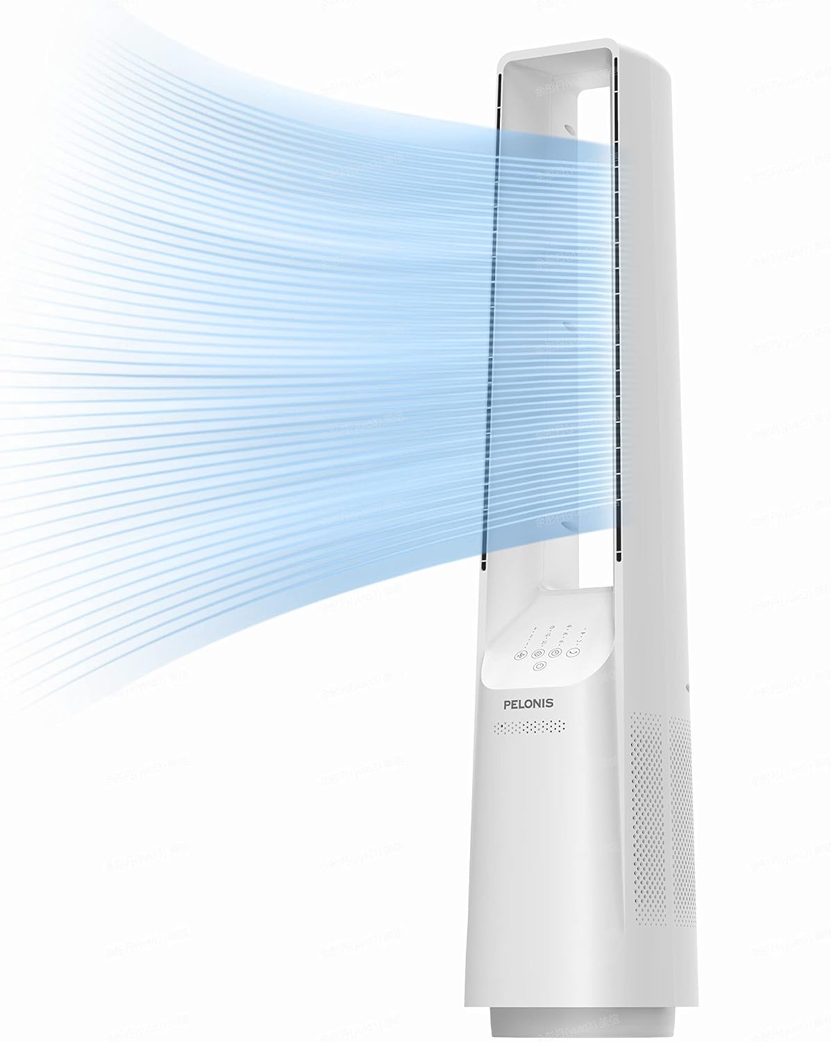 PELONIS Bladeless Tower Fan with 26-33ft Powerful Airflow, Alexa and Google Compatible, 6-Speed Settings, Quiet DC Motor, 120° Oscillation, 7-Hour Timer - Ideal for for Bedroom Home Office Use,White