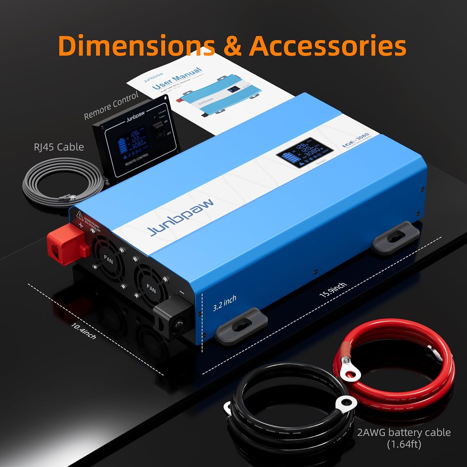 3080W Pure Sine Wave Power Inverter - 30dB Ultra Quiet, 9000W Surge, Game-Changing Design | 12V to 120V AC Converter for Home, RV, Camping, Off-Grid & Outdoor Adventures