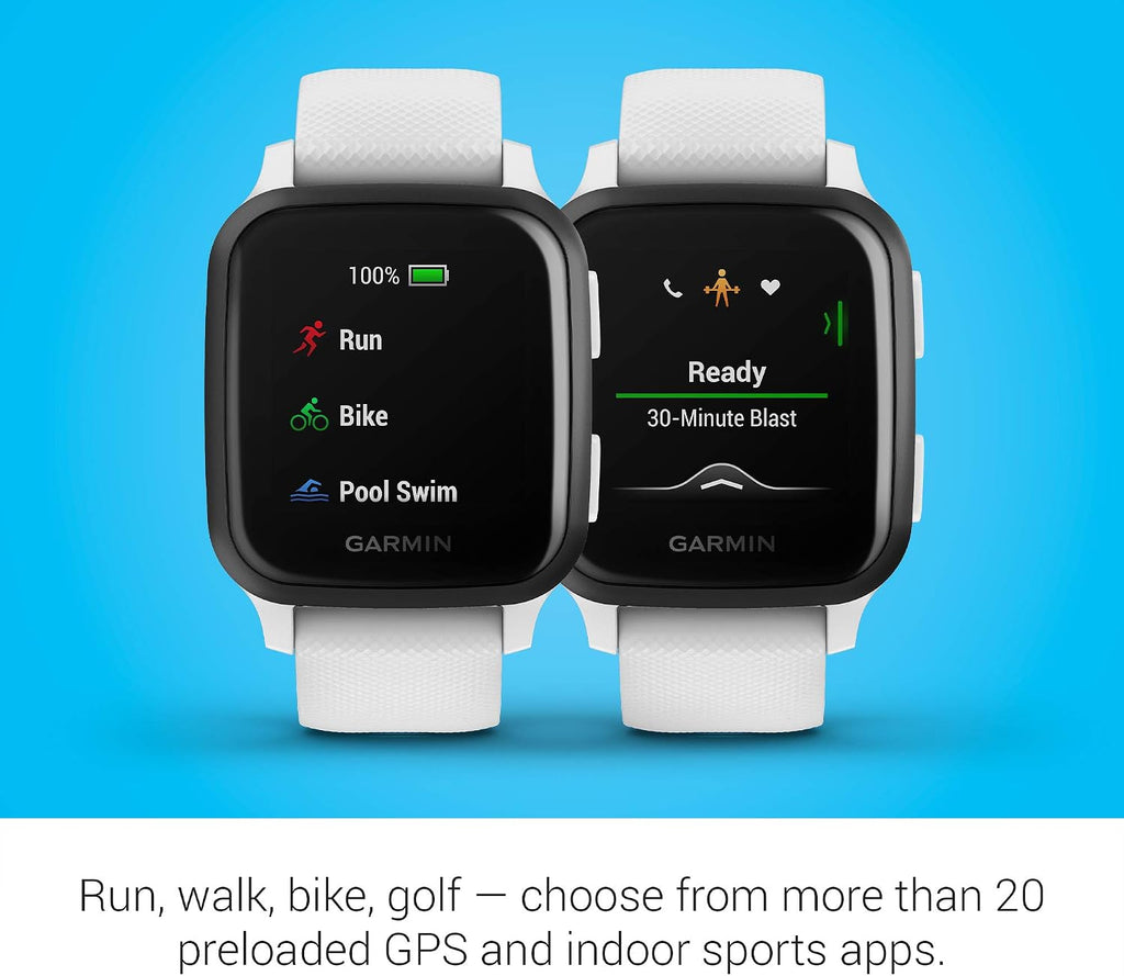 Garmin Venu Sq Music, GPS Smartwatch with Bright Touchscreen Display, Features Music and Up To 6 Days of Battery Life, White and Slate (Renewed)