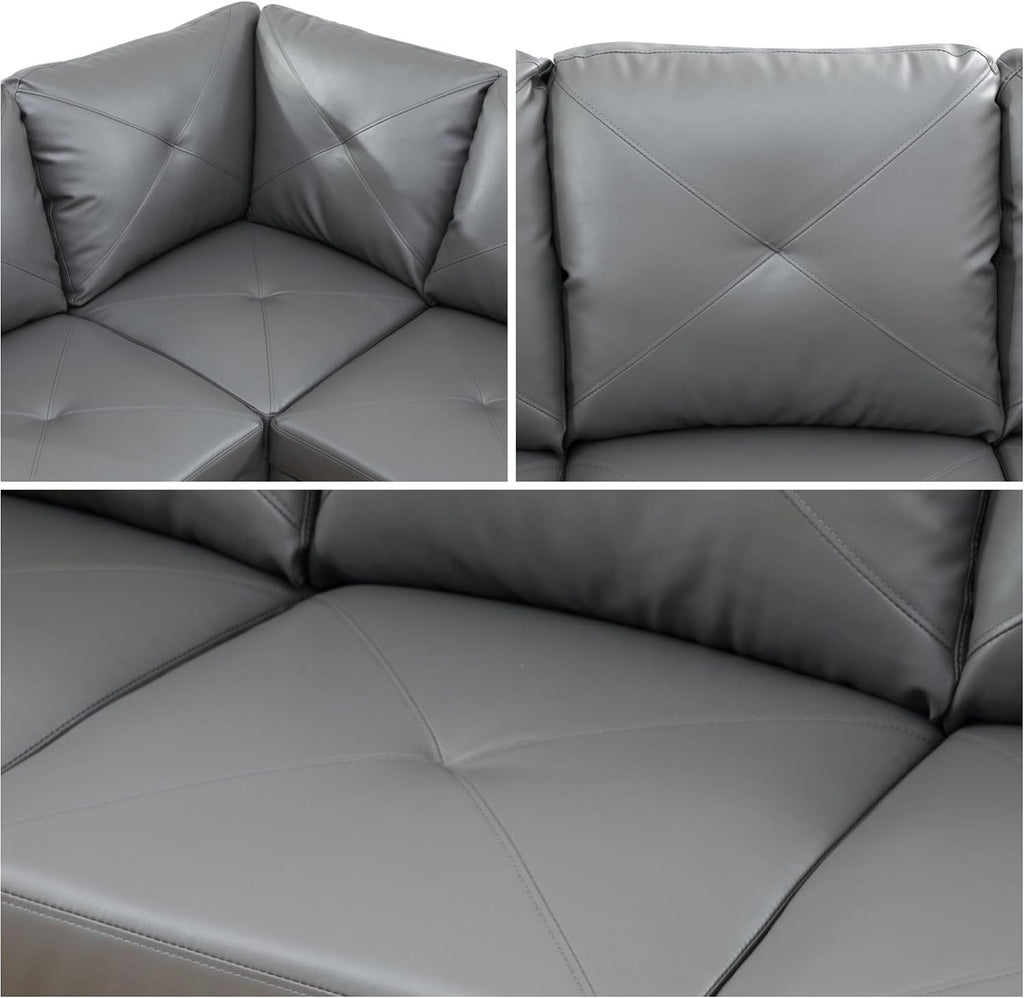 L-Shaped Sectional Sofa, Modern Sectional Couches Home Sofas for Living Room with Movable Chaise, Modular Living Room Sets Furniture for Apartment Bedroom & Office, Dark Grey