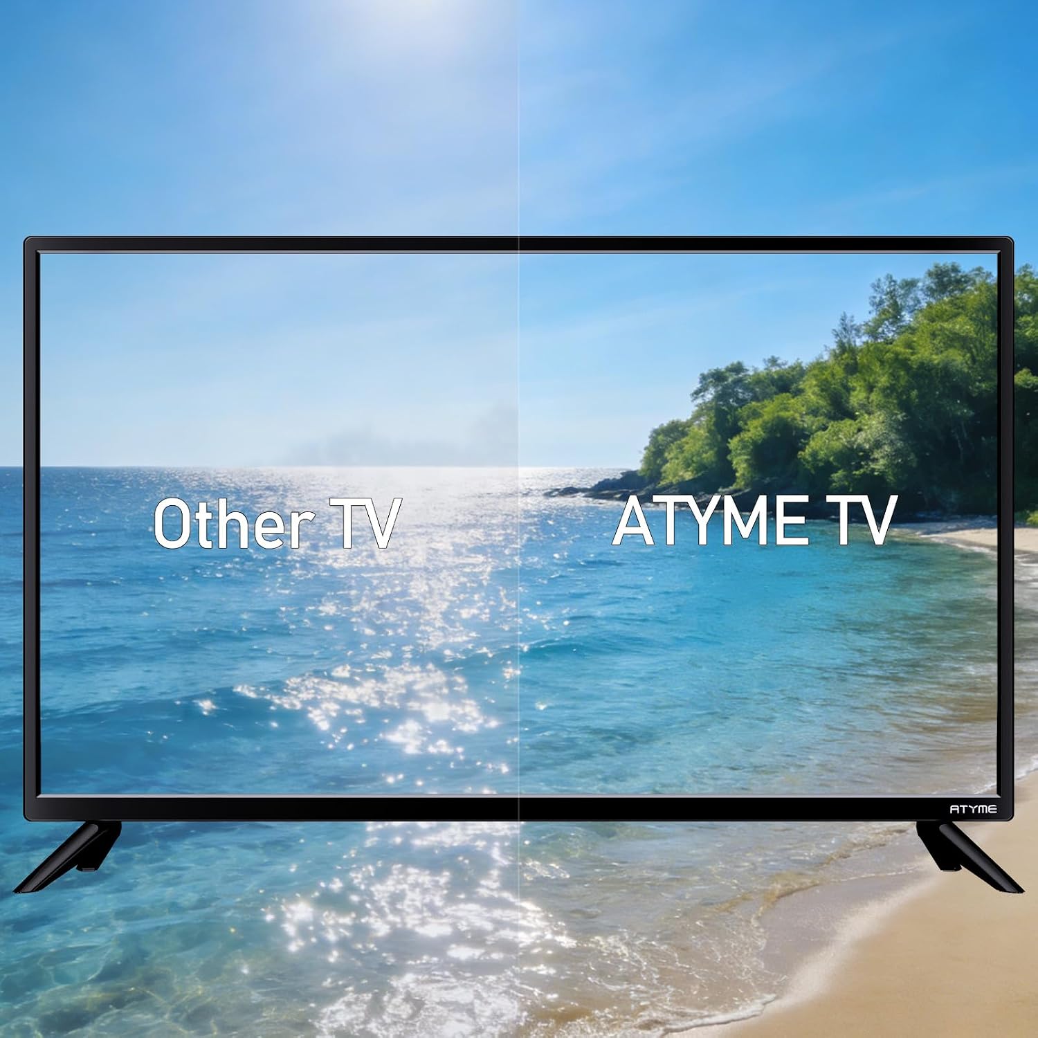 ATYME 24-inch Class 60Hz 720p HD LED TV Flat Screen Television, 24' Class, Small Flat Screen Television, LED HDTV with 1*USB 2* HDMI 1*VGA ARC Connection 240AH5HD