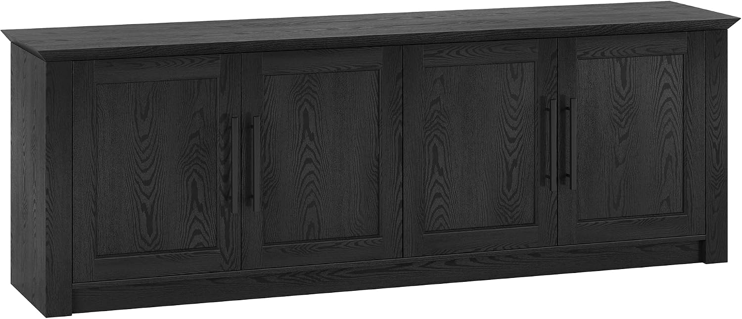 Henn&Hart TV Stand for TVs up to 78' with 2 Conceal Storage Cabinets and Adjustable Shelves for Living Room, Family Room, or Office, Natural Black