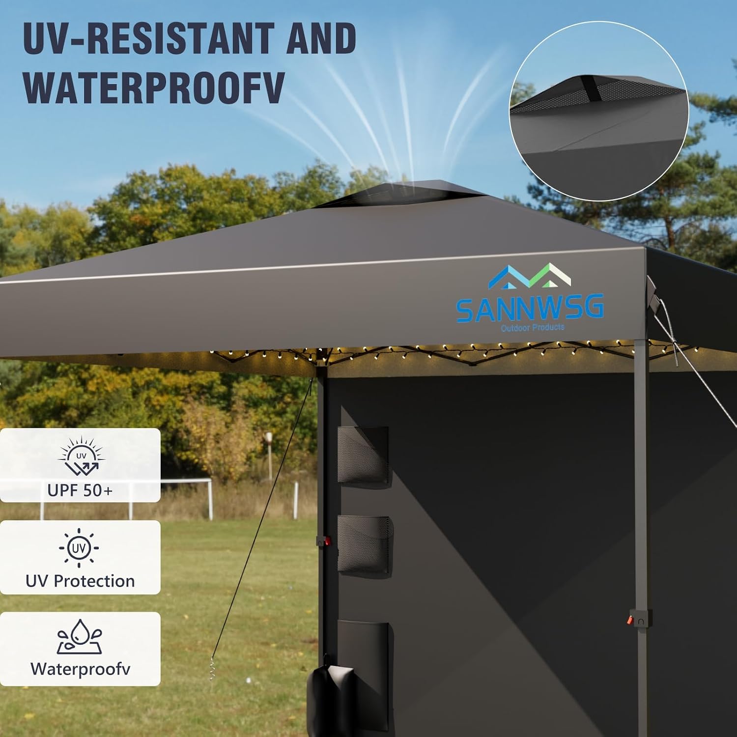 10X10 Pop Up Canopy Tent,Removable Pockets Sidewall for Extra Storage,Easy Up Canopy,Heavy Duty One Person Set Up Event Tent,Grey
