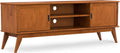 SIMPLIHOME Draper TV Stand - 72 inch Wide Solid Wood Media Console in Teak Brown, Mid Century Modern Entertainment Center for Living Room for TVs up to 80 Inches with Cabinets and Cable Management