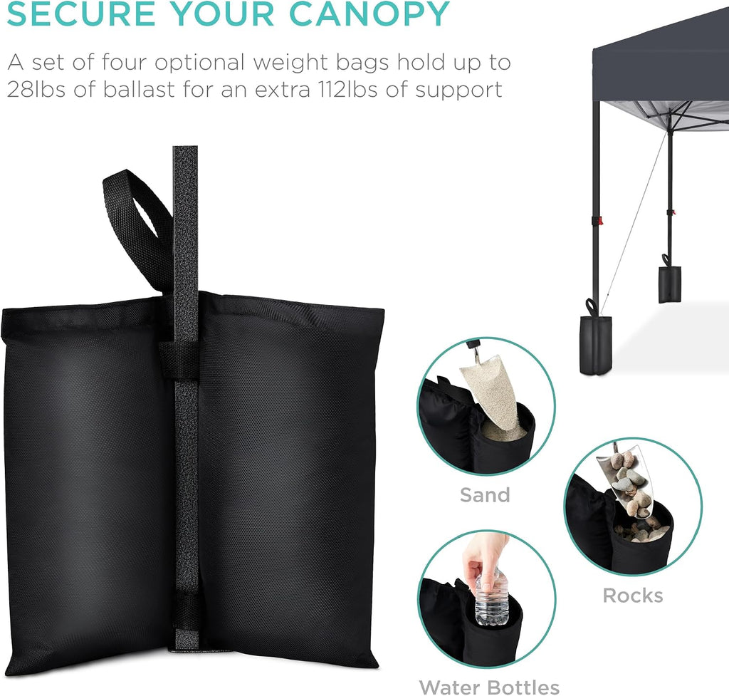 Best Choice Products 10x10ft Pop Up Canopy Tent, Outdoor Shade, 1 Person 1 Minute Set Up, Carry Case, 4 Weight Bags - Gray