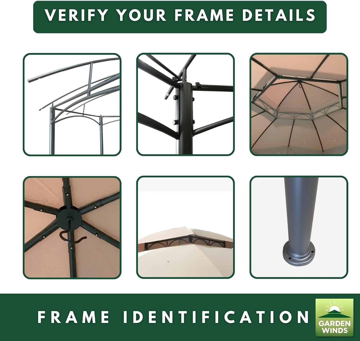 Garden Winds Reinforced Replacement Canopy Top Cover Compatible with The L-GZ793PST-E, A101011800 Heritage Dome Gazebo - Classic Sand, Riplock 350