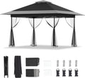 Bezseller 13x13 Pop Up Gazebo with Mosquito Netting – Easy 1-Person Setup, Water-Resistant Backyard Canopy for Family Patio & Garden Use, Black