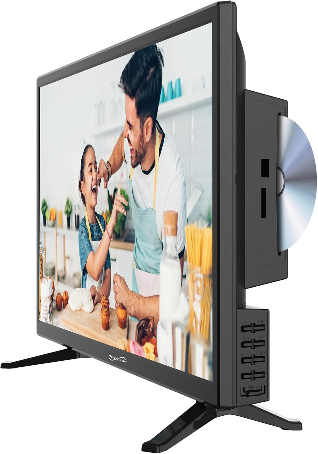 Supersonic SC-2412 24-Inch HDTV & Monitor with Built-in DVD Player, 1080p,Vibrant Colors, HDMI/USB/AC Ports, TV-to-PC Transition, and AC/DC Compatibility