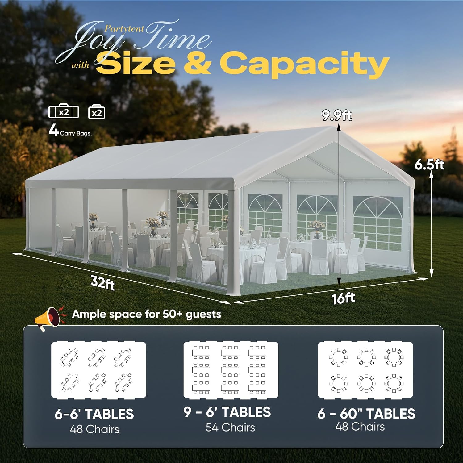 Quictent Premium 16x32 Party Tent Heavy Duty Outdoor Gazebo White Event Shelter Wedding Canopy Tent for Parties Carport BBQ with Removable Sidewall Windows & Storage Bags