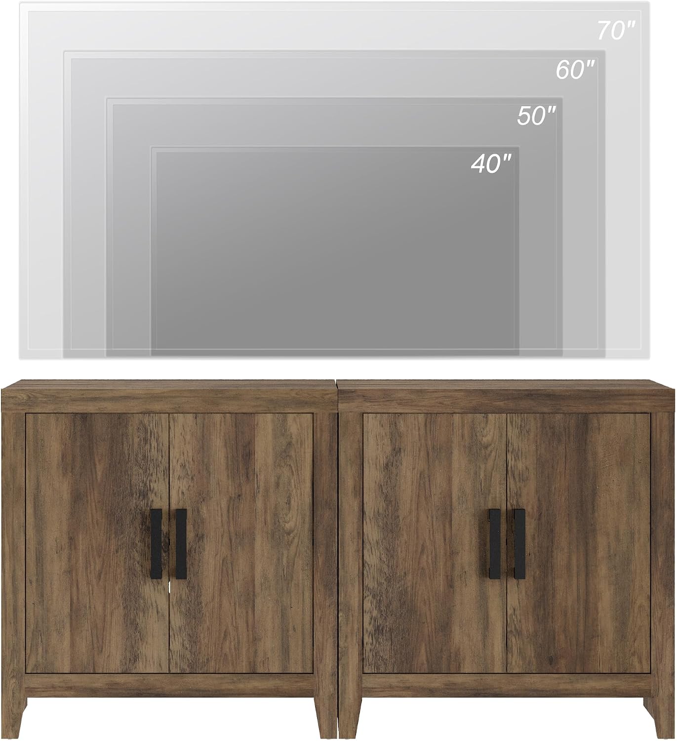 WAMPAT Farmhouse TV Stand for TVs up to 65 Inch, Rustic Wood Entertainment Center & Media Console with 4 Storage Doors, Accent Cabinet for Living Room, Hallway, Rustic Brown