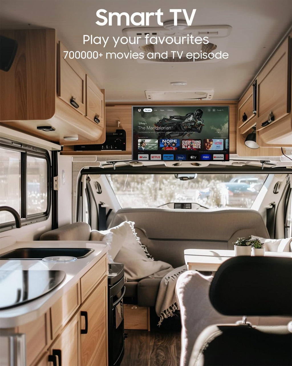 SYLVOX 40-Inch RV TV, 12 Volt Smart TV with Google OS, 178° Wide Viewing, HDMI/USB Ports, AC/DC Power, Voltage Protection for Camper, Motorhome and RV Use