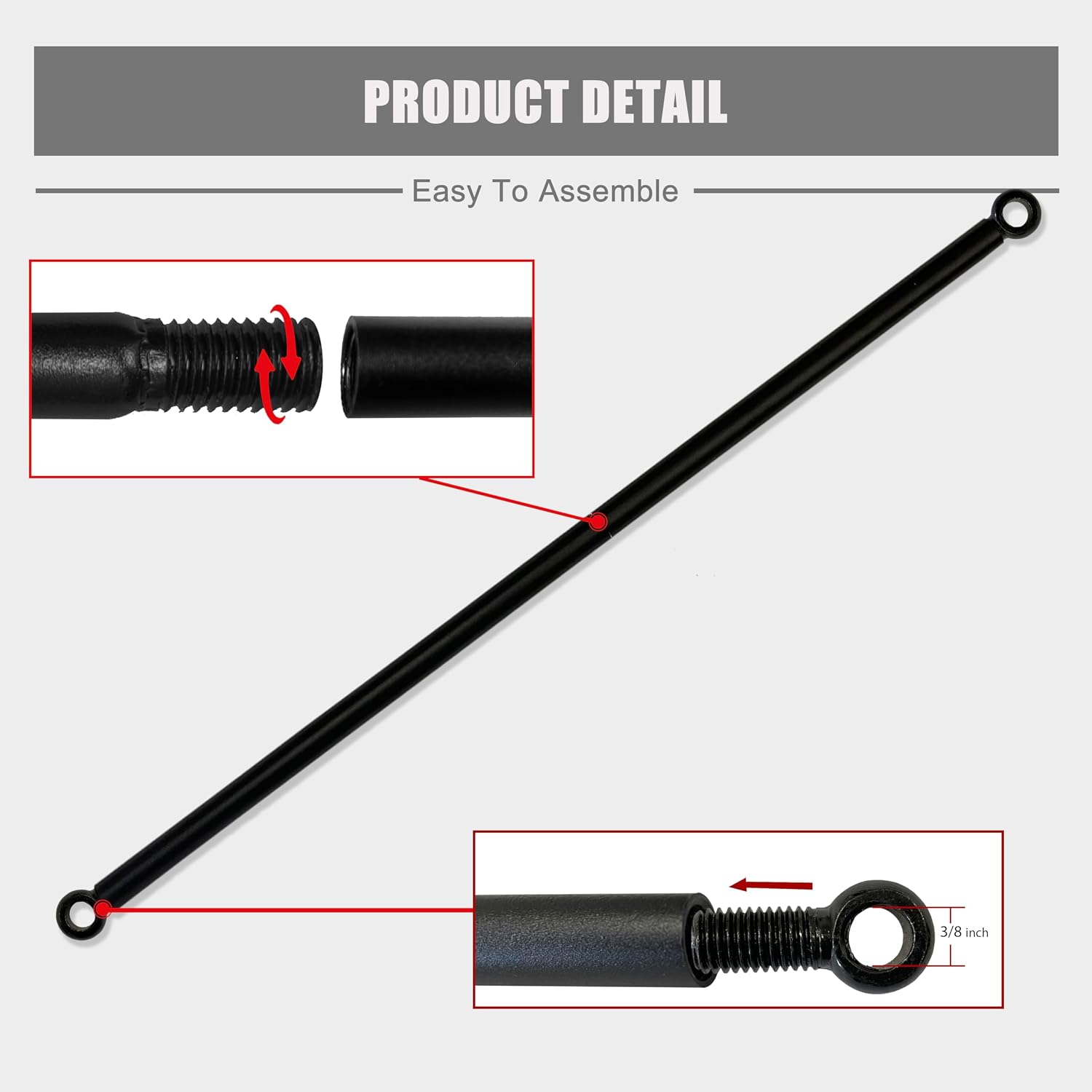 Alion Home Heavy Duty Weighted Metal Rods with Eye Loops for Pergola Covers, Patio Canopy Covers, Sun Shade Panels, Curtains, Drapes - Various Lengths (12 FT)