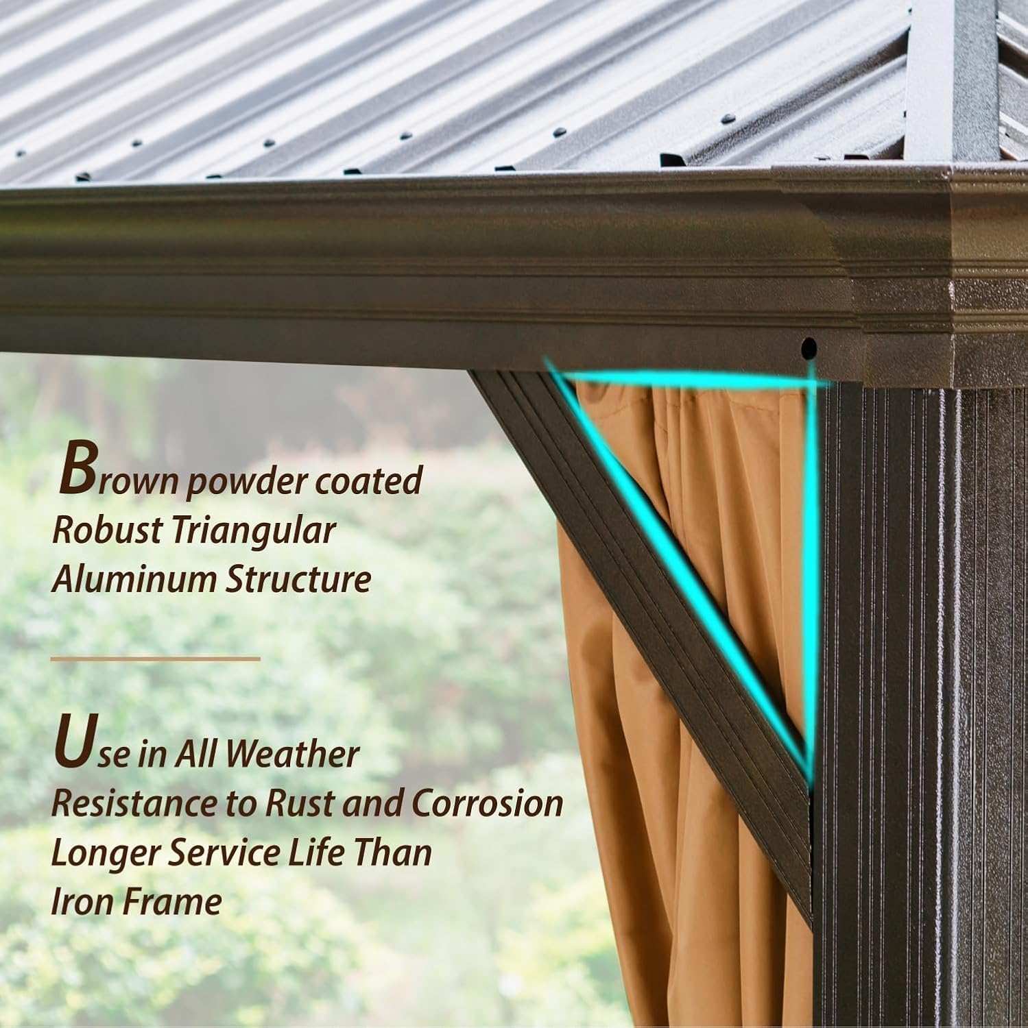 10 X 12ft Hardtop Gazebo with Nettings and Curtains, Heavy Duty Double Roof Galvanized Steel, Outdoor Aluminum Permanent Gazebos for Patios, Backyard, Deck, Garden, Lawns