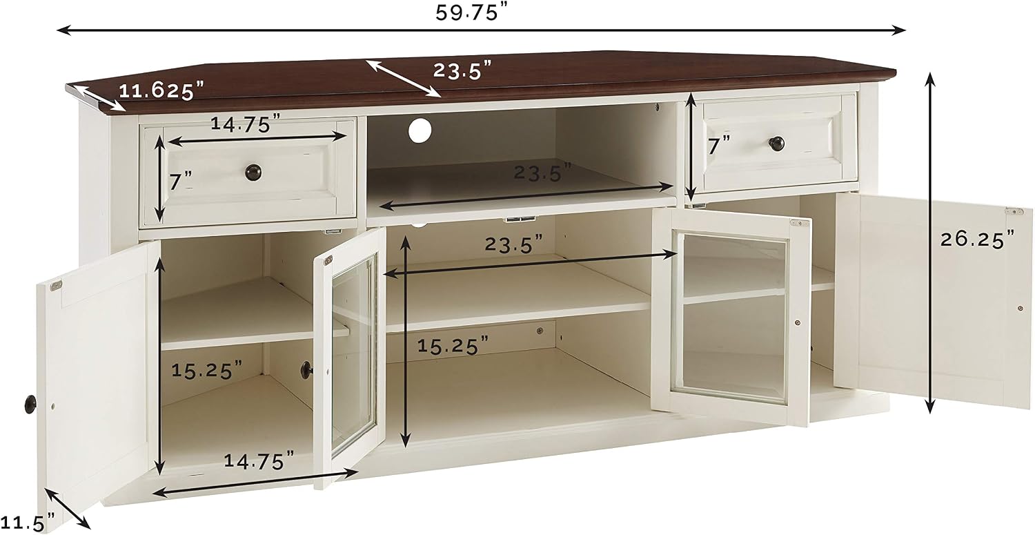 Crosley Furniture Shelby TV Stand for 65+ inch TVs, Entertainment Center with Adjustable Storage Shelves, White