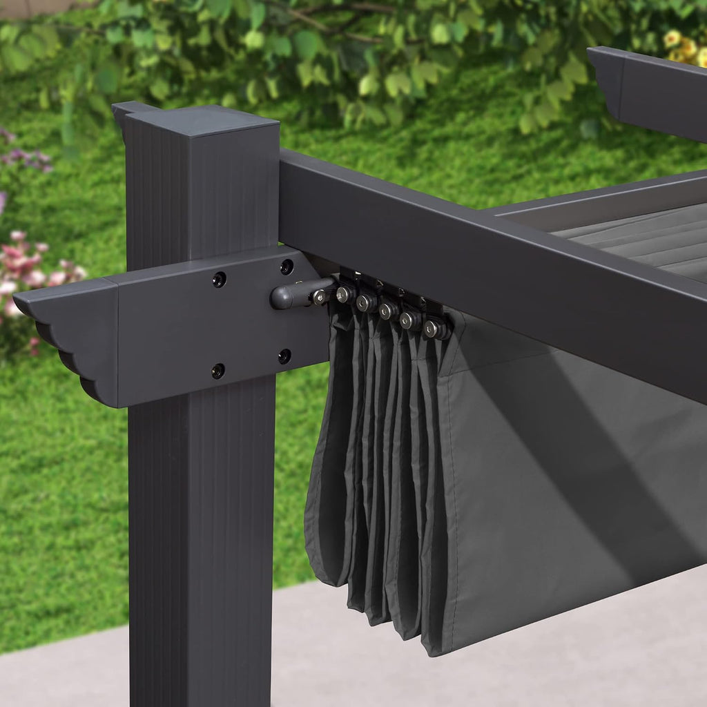 PURPLE LEAF Pergola Shade Cover for 12' X 16' Deck Porch Outside Outdoor Retractable Durable Fabric Canopy Replacement Top Only Gray