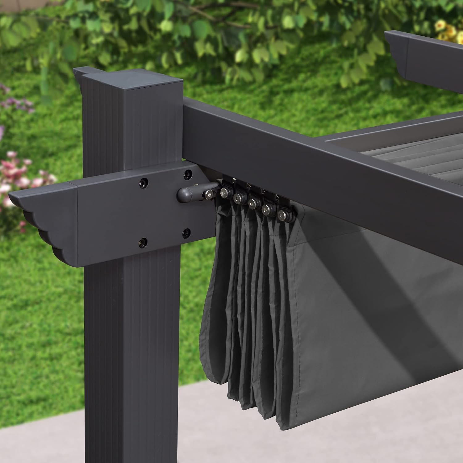 PURPLE LEAF Pergola Shade Cover for 12' X 16' Deck Porch Outside Outdoor Retractable Durable Fabric Canopy Replacement Top Only Gray